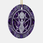 Triple Moon - Göttin - Amethyst und Silber Keramik Ornament (Rechts)