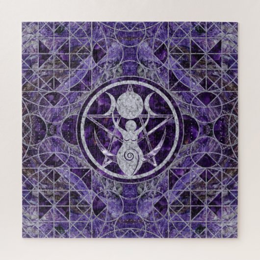 Triple Moon - Göttin - Amethyst und Silber Puzzle (Vertikal)