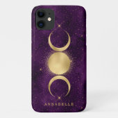 Triple Moon Lila Starry Sky Personalisiert Case-Mate iPhone Hülle (Rückseite)