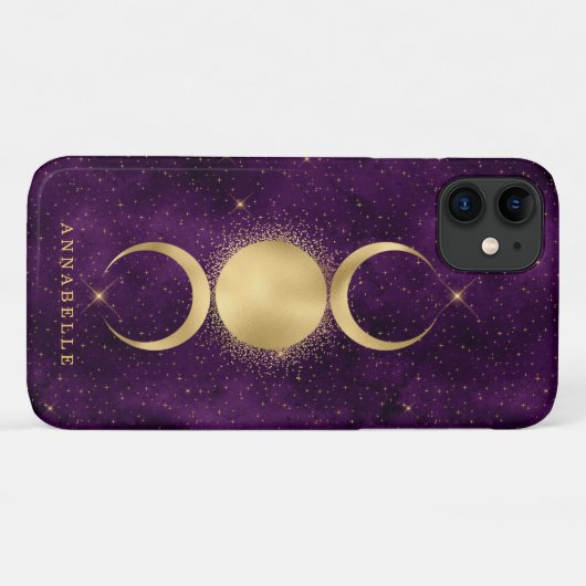 Triple Moon Lila Starry Sky Personalisiert Case-Mate iPhone Hülle (Rückseite (Horizontal))