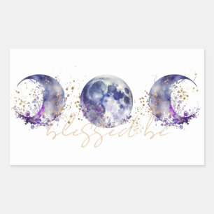 Triple Moon Lila und Gold Rechteckiger Aufkleber