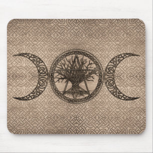 Triple Moon mit Pentagram und Baum des Lebens Mousepad