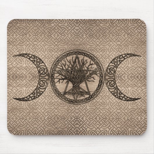 Triple Moon mit Pentagram und Baum des Lebens Mousepad (Vorne)