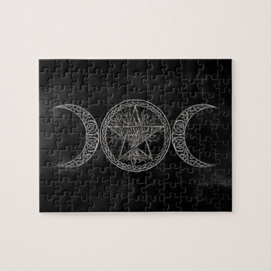 Triple Moon mit Pentagram und Baum des Lebens Puzzle (Horizontal)