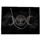 Triple Moon mit Pentagram und Baum Große Geschenktüte (Rückseite)