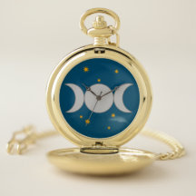 Triple Moon mit Stars Pocket Watch