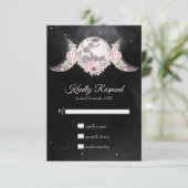 Triple Moon Night Sky Dark Boho Handfasting RSVP Karte (Stehend Vorderseite)