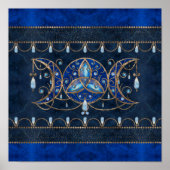 Triple Moon Ornament mit Mondstein Poster (Vorne)