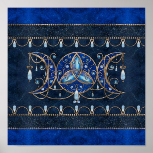 Triple Moon Ornament mit Mondstein Poster (Vorne)