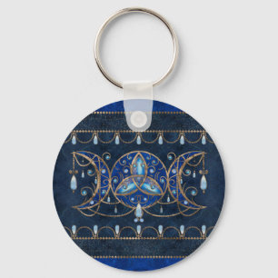 Triple Moon Ornament mit Mondstein Schlüsselanhänger