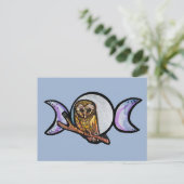 Triple Moon Owl Feiertagspostkarte (Stehend Vorderseite)