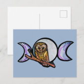 Triple Moon Owl Feiertagspostkarte (Vorne/Hinten)