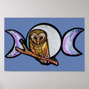 Triple Moon Owl Poster