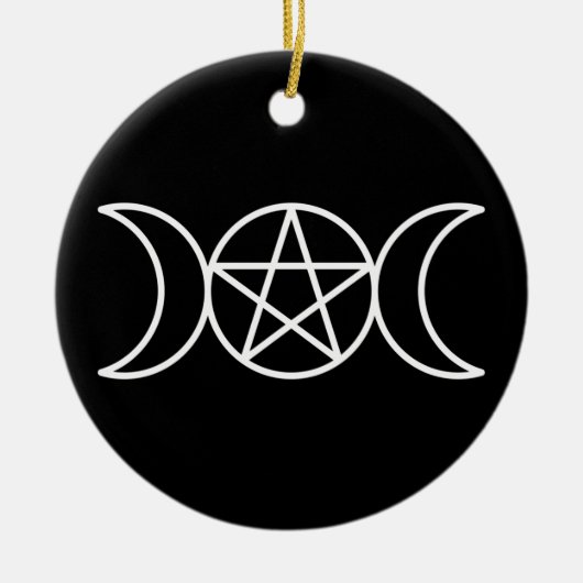 Triple Moon Pentagram Keramik Ornament (Vorne)