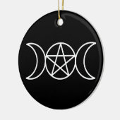 Triple Moon Pentagram Keramik Ornament (Links)