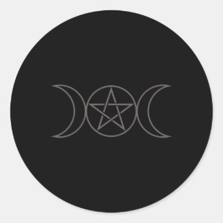 Triple Moon Pentagram Wicca Pagan Goddess Hexe Runder Aufkleber