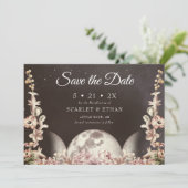 Triple Moon Phase Boho Blumenhandfasts Save The Date (Stehend Vorderseite)