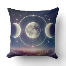 Triple Moon Phases  – Celestial Lunar Throw Pillow