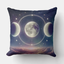 Triple Moon Phases  – Celestial Lunar Throw Pillow Kissen