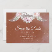 Triple Moon & Stars Boho Terracotta Handfasts Save The Date (Vorderseite)