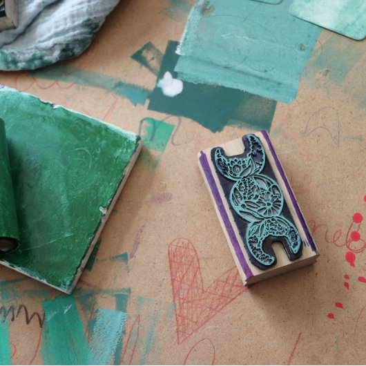 Triple Moon Symbol Bloom Gummistempel