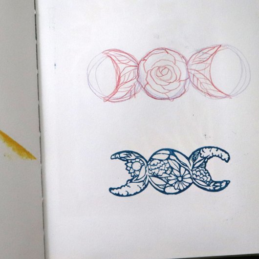 Triple Moon Symbol Bloom Gummistempel