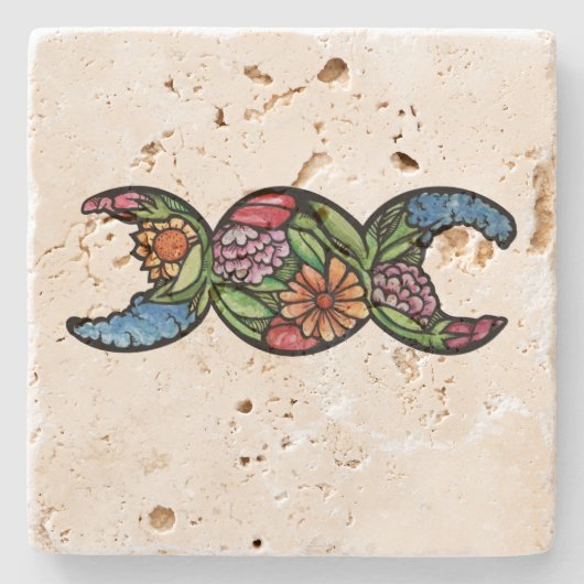 Triple Moon Symbol Bloom Steinuntersetzer (Vorderseite)