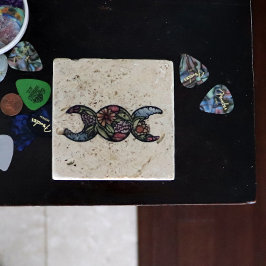 Triple Moon Symbol Bloom Steinuntersetzer