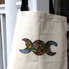 Triple Moon Symbol Bloom Tragetasche