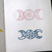 Triple Moon Symbol Garden Bloom Gummistempel