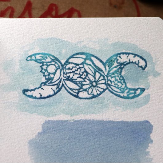 Triple Moon Symbol Garden Bloom Gummistempel