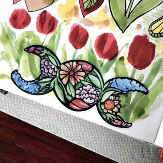 Triple Moon Symbol grüne Hexe Aufkleber