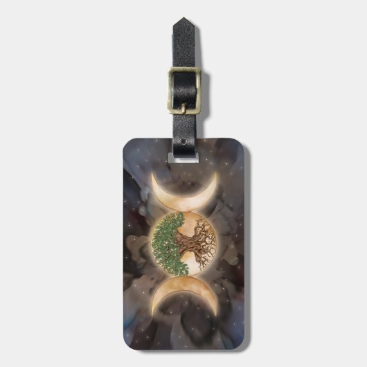 Triple Moon tree of life Gepäckanhänger (Vorderseite vertikal)