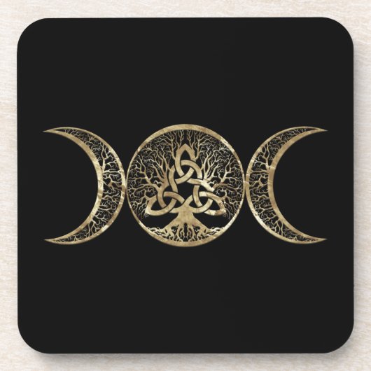 Triple Moon Tree of Life Triquetra Getränkeuntersetzer (Vorderseite)