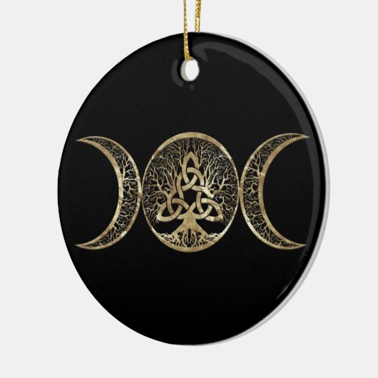 Triple Moon Tree of Life Triquetra Keramik Ornament (Links)