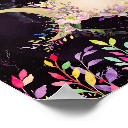 Triple Moon - Triple Goddess - Aquarell Poster (Ecke)