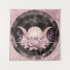 Triple Moon - Triple Goddess - Gentle Floral Wandteppich