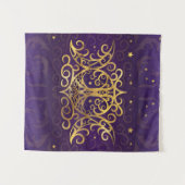 Triple Moon - Triple Goddess Gold und Lila Wandteppich (Vorderseite (Horizontal))