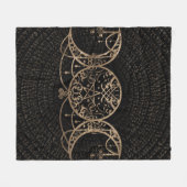 Triple Moon - Triple Goddess Gold und Schwarz Fleecedecke (Vorderseite (Horizontal))