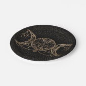 Triple Moon - Triple Goddess Gold und Schwarz Pappteller (Schrägansicht)