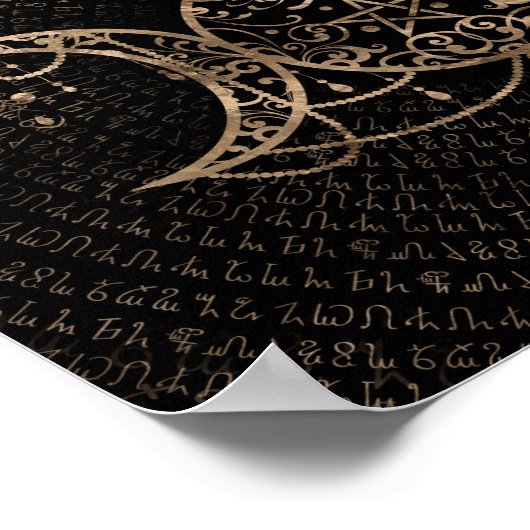 Triple Moon - Triple Goddess Gold und Schwarz Poster (Ecke)