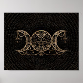 Triple Moon - Triple Goddess Gold und Schwarz Poster (Vorne)