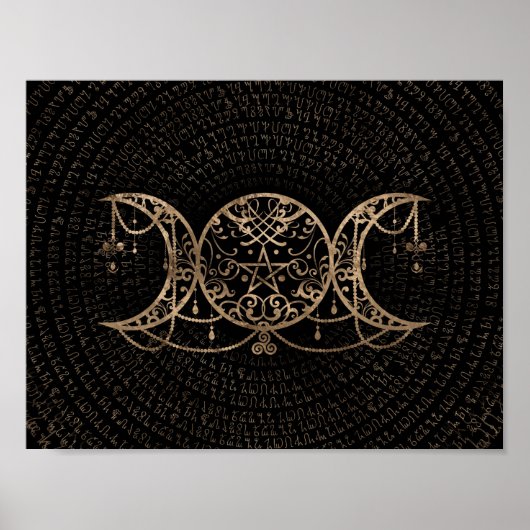 Triple Moon - Triple Goddess Gold und Schwarz Poster (Vorne)