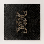 Triple Moon - Triple Goddess Gold und Schwarz Puzzle (Horizontal)