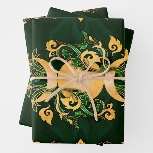 Triple Moon - Triple Goddess Malachite und Gold Geschenkpapier Set (Beispiel)