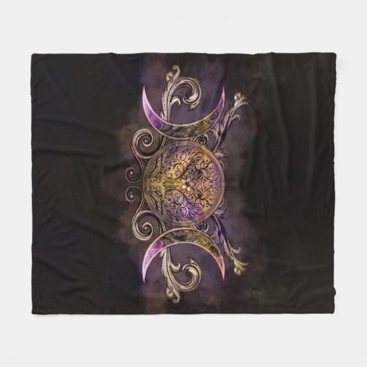 Triple Moon - Triple Goddess - Mitternachtsschimme Fleecedecke (Vorderseite (Horizontal))