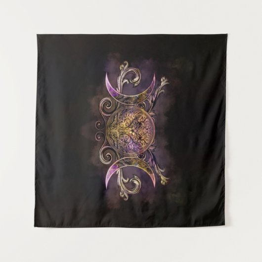 Triple Moon - Triple Goddess - Mitternachtsschimme Wandteppich (Vorderseite (Horizontal))