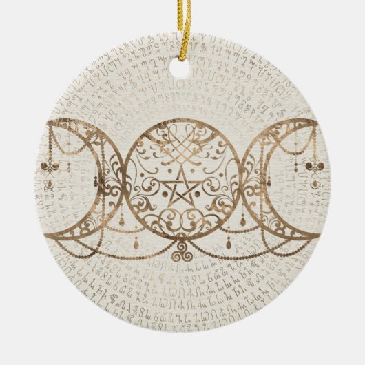Triple Moon - Triple Goddess Pastel Gold Keramik Ornament (Vorne)