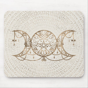Triple Moon - Triple Goddess Pastel Gold Mousepad
