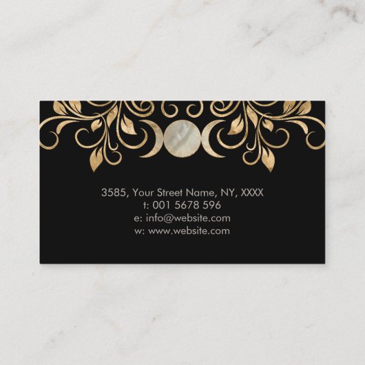 Triple Moon - Triple Goddess Pearl and Gold Visitenkarte (Rückseite)